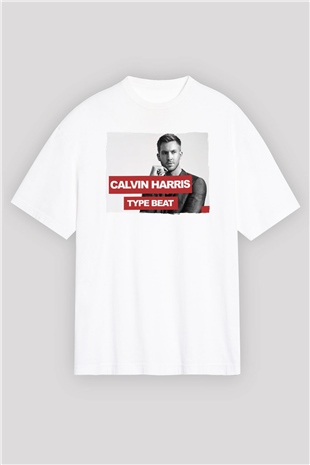 Calvin Harris Beyaz Oversize Tişört Oversize T-shirt - TişörtFabrikası