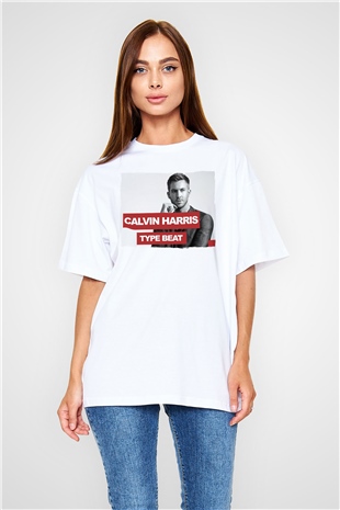 Calvin Harris Beyaz Oversize Tişört Oversize T-shirt - TişörtFabrikası