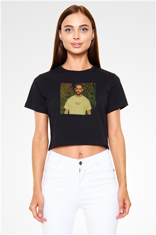 Calvin Harris Siyah  Crop Top Tişört