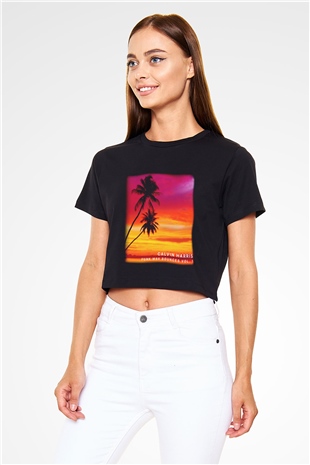 Calvin Harris Siyah Crop Top Tişört