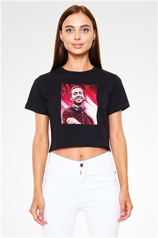 Calvin Harris Siyah  Crop Top Tişört