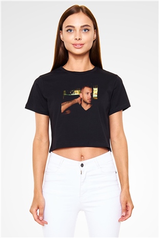 Calvin Harris Siyah  Crop Top Tişört