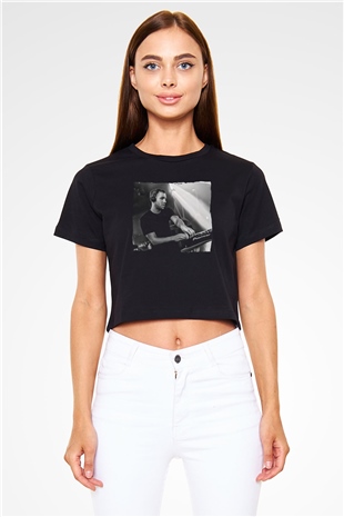 Calvin Harris Siyah  Crop Top Tişört