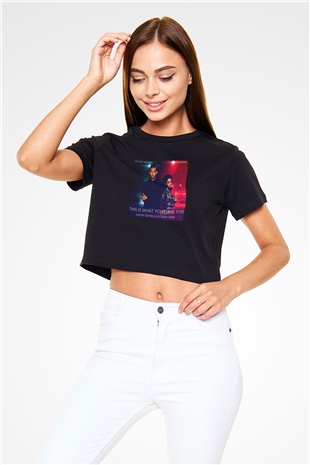 Calvin Harris Siyah  Crop Top Tişört