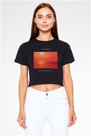 Calvin Harris Siyah Crop Top Tişört