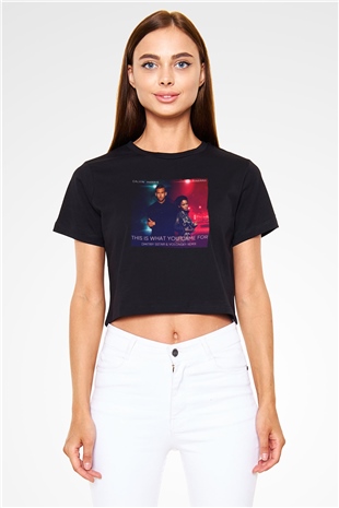 Calvin Harris Siyah  Crop Top Tişört