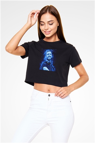 Calvin Harris Siyah  Crop Top Tişört