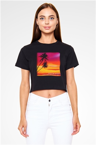 Calvin Harris Siyah Crop Top Tişört