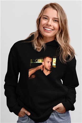 Calvin Harris Siyah Unisex Kapüşonlu Sweatshirt