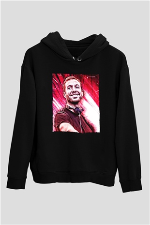 Calvin Harris Siyah Unisex Kapüşonlu Sweatshirt