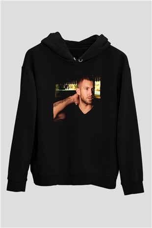 Calvin Harris Siyah Unisex Kapüşonlu Sweatshirt