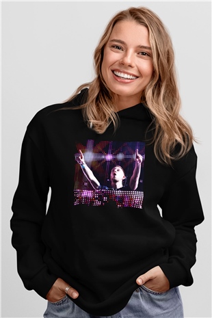 Calvin Harris Siyah Unisex Kapüşonlu Sweatshirt