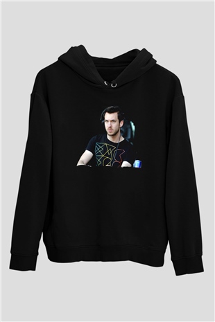 Calvin Harris Siyah Unisex Kapüşonlu Sweatshirt