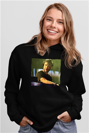 Calvin Harris Siyah Unisex Kapüşonlu Sweatshirt