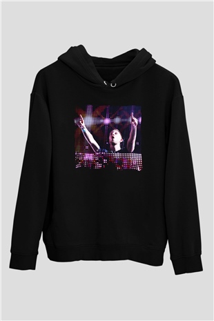 Calvin Harris Siyah Unisex Kapüşonlu Sweatshirt