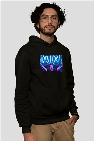 Calvin Harris Siyah Unisex Kapüşonlu Sweatshirt