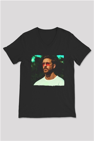 Calvin Harris Siyah Unisex V Yaka Tişört