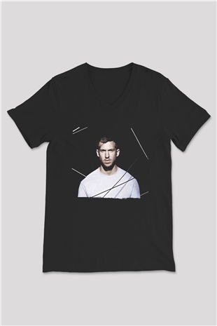 Calvin Harris Siyah Unisex V Yaka Tişört