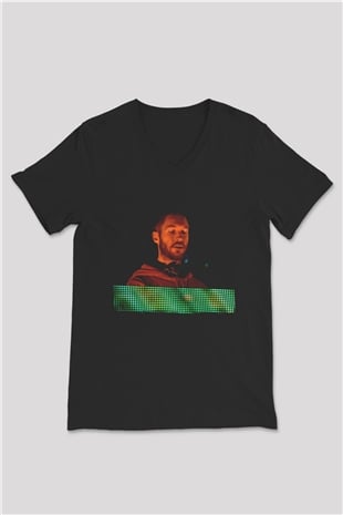 Calvin Harris Siyah Unisex V Yaka Tişört