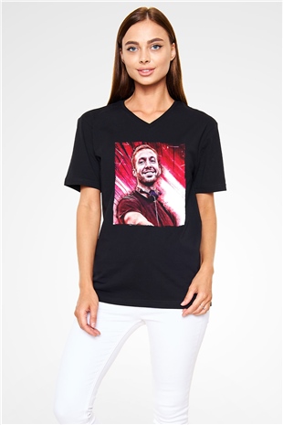 Calvin Harris Siyah Unisex V Yaka Tişört