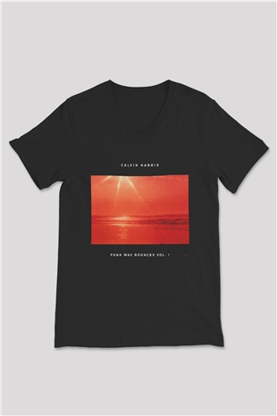 Calvin Harris Siyah Unisex V Yaka Tişört T-Shirt