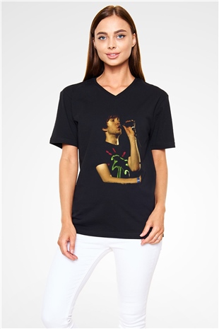 Calvin Harris Siyah Unisex V Yaka Tişört