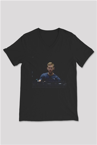 Calvin Harris Siyah Unisex V Yaka Tişört