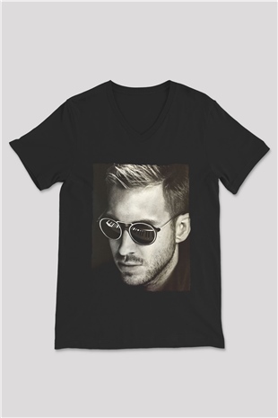 Calvin Harris Siyah Unisex V Yaka Tişört