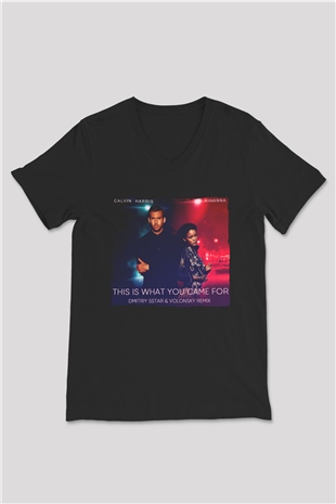 Calvin Harris Siyah Unisex V Yaka Tişört