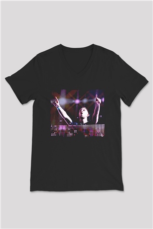 Calvin Harris Siyah Unisex V Yaka Tişört
