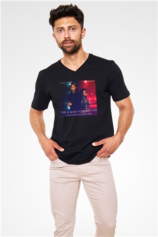 Calvin Harris Siyah Unisex V Yaka Tişört