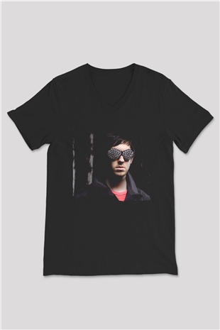 Calvin Harris Siyah Unisex V Yaka Tişört