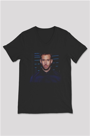 Calvin Harris Siyah Unisex V Yaka Tişört
