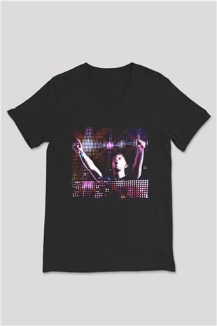 Calvin Harris Siyah Unisex V Yaka Tişört
