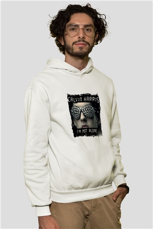 Calvin HarrisBaskılı Beyaz Hoodie
