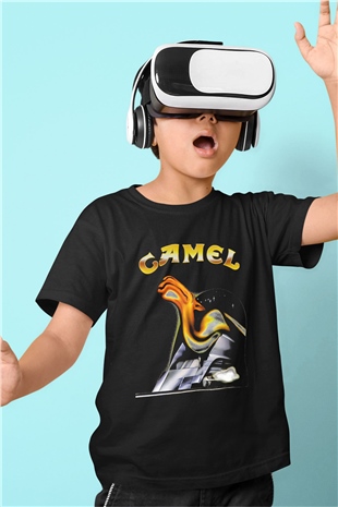 Camel Baskılı Unisex Siyah Çocuk Tişört - Tshirt
