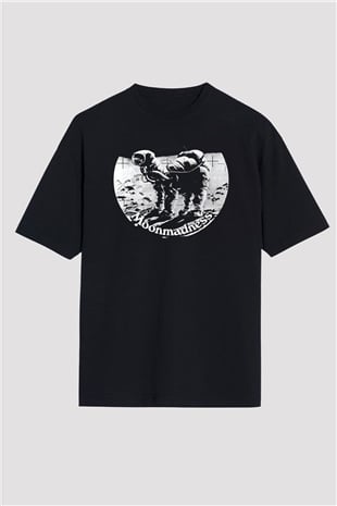 Camel Baskılı Unisex Siyah Oversize Tişört - Tshirt
