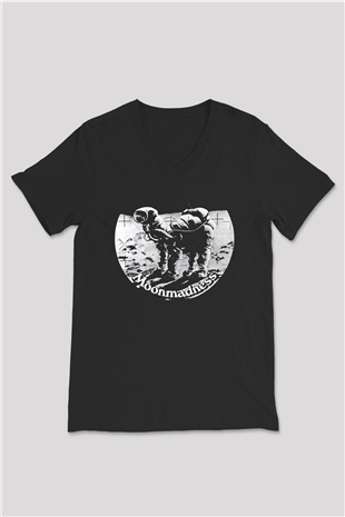 Camel Baskılı Unisex Siyah V Yaka Tişört - Tshirt