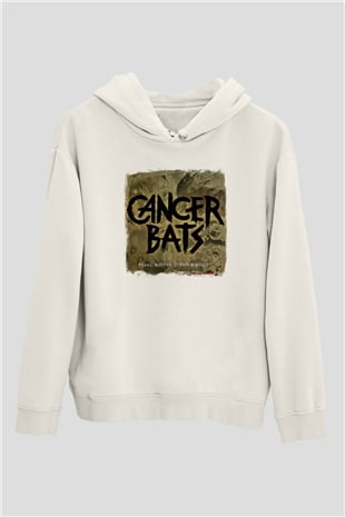 Cancer Bats Baskılı Unisex Beyaz Hoodie
