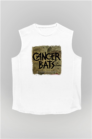 Cancer Bats Baskılı Unisex Beyaz Kolsuz Tişört