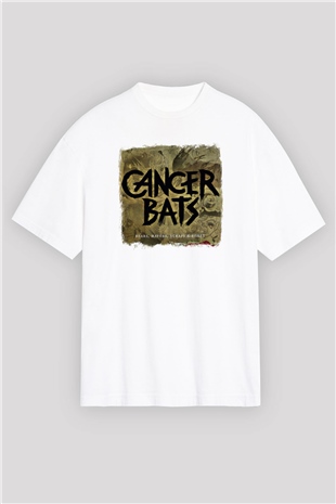 Cancer Bats Baskılı Unisex Beyaz Oversize Tişört