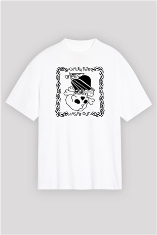 Cancer Bats Baskılı Unisex Beyaz Oversize Tişört