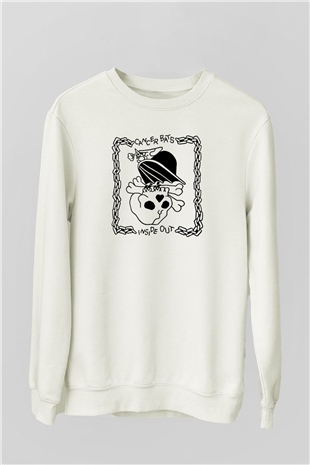 Cancer Bats Baskılı Unisex Beyaz Sweatshirt
