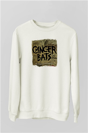 Cancer Bats Baskılı Unisex Beyaz Sweatshirt