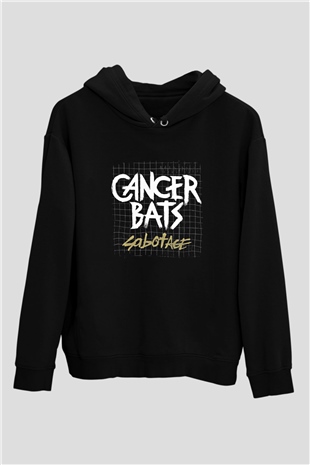 Cancer Bats Baskılı Unisex Siyah Hoodie