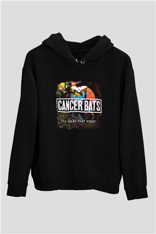 Cancer Bats Baskılı Unisex Siyah Hoodie