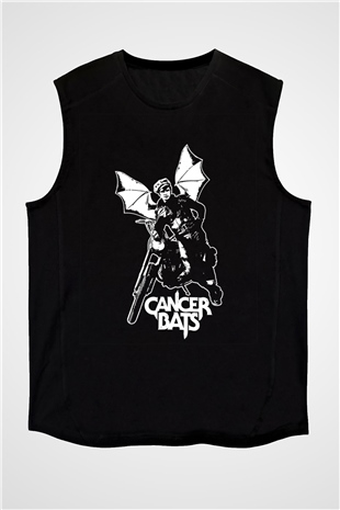 Cancer Bats Baskılı Unisex Siyah Kolsuz Tişört