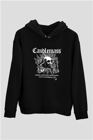 Candlemass Baskılı Unisex Siyah Hoodie
