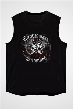 Candlemass Baskılı Unisex Siyah Kolsuz Tişört