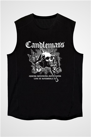 Candlemass Baskılı Unisex Siyah Kolsuz Tişört